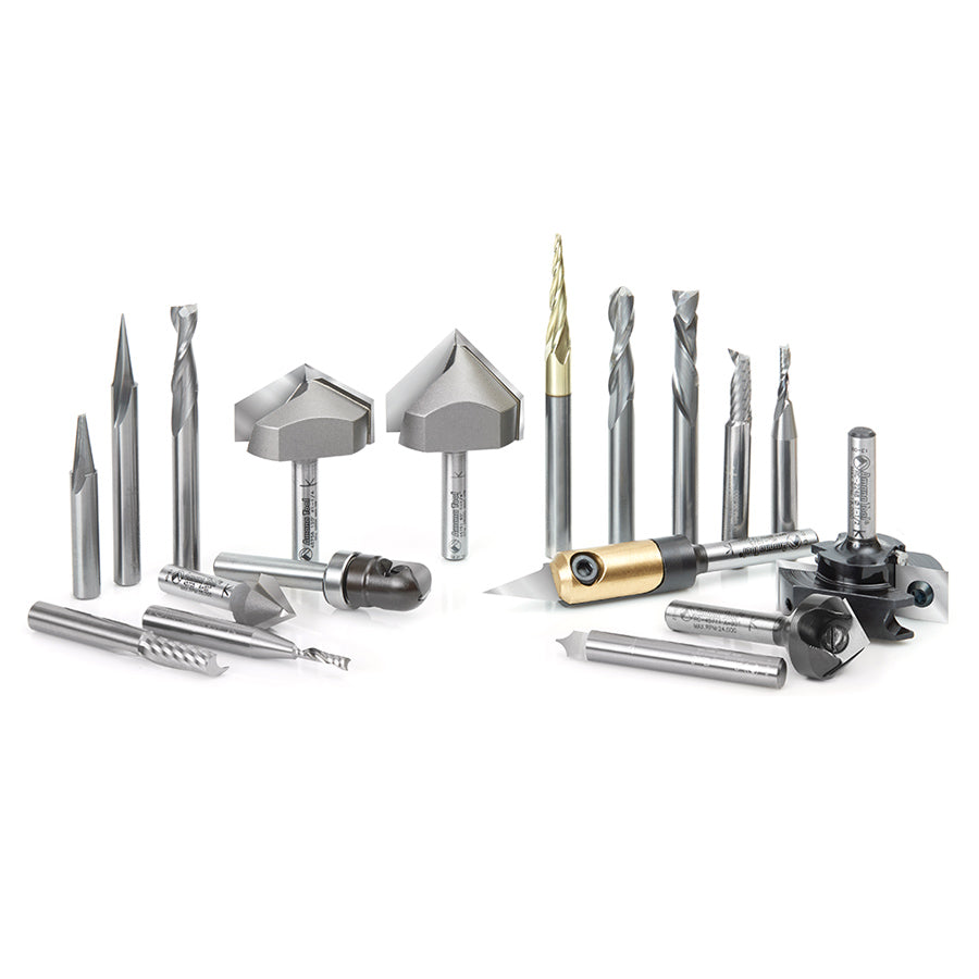 Amana AMS-132 18-Pc Signmaking Advanced CNC Router Bit Collection